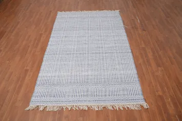 Sophisticated Blue Striped Kilim Area Rug 5x8 to Enhance Your Home Decor