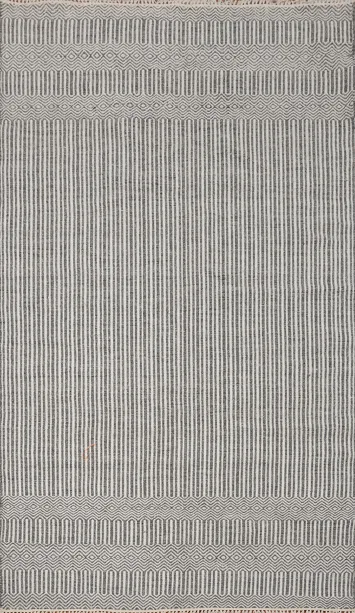 Add Modern Elegance with Our Striped Gray Kilim Area Rug 5x8
