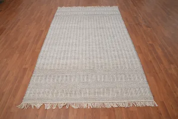 Chic Neutral Kilim Area Rug 5x8 with Subtle Stripes for Any Room Decor