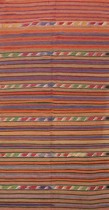 Vegetable Dye Kilim Turkish Runner Rug 4x9