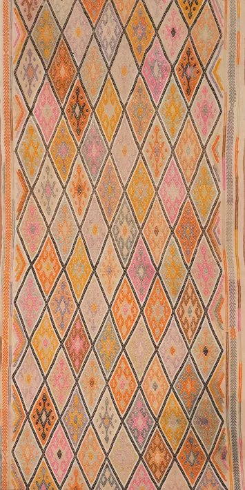 Elegant Diamond Kilim Runner Rug 3x9 with Vibrant Colors