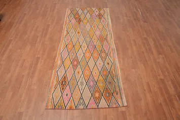 Elegant Diamond Kilim Runner Rug 3x9 with Vibrant Colors