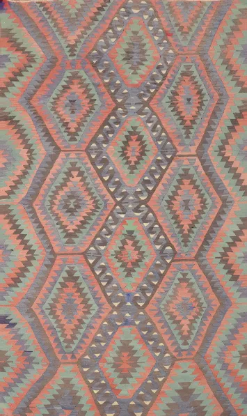 Vegetable Dye Kilim Geometric Area Rug 5x9