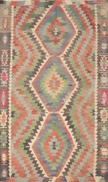 Vegetable Dye Kilim Geometric Area Rug 6x10