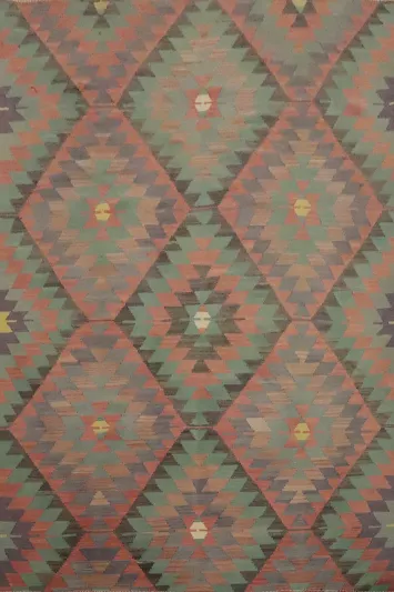 Vegetable Dye Kilim Geometric Wool Rug 5x7