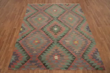 Vegetable Dye Kilim Geometric Wool Rug 5x7