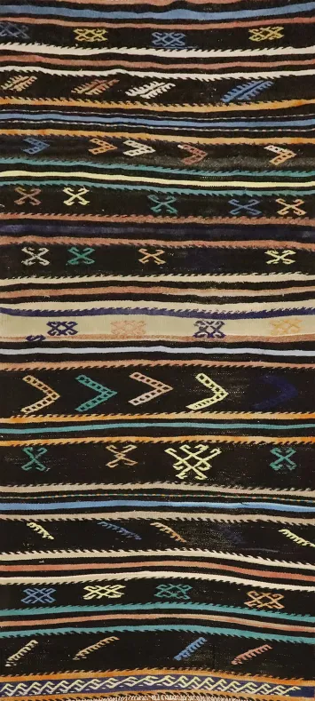 Vegetable Dye Kilim Geometric Runner Rug 3x10