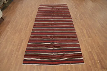 Striped Wool Kilim Vegetable Dye Area Rug 5x12