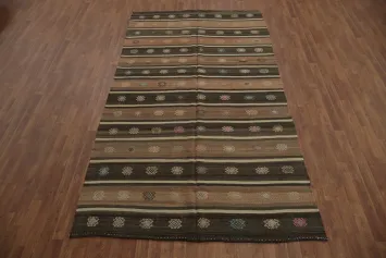 Rustic Elegance Kilim Area Rug 6x11 with Intricate Stripe Details