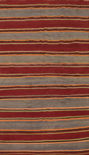 Striped Wool Kilim Vegetable Dye Area Rug 5x8