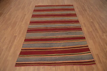 Striped Wool Kilim Vegetable Dye Area Rug 5x8