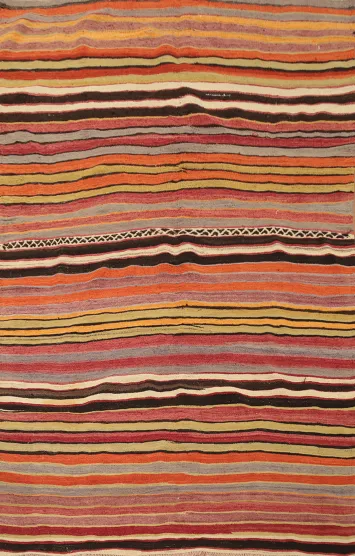Striped Wool Kilim Vegetable Dye Rug 5x7