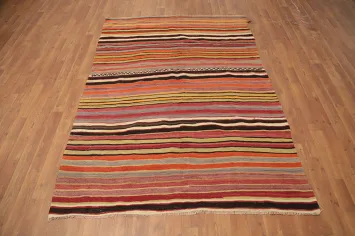 Striped Wool Kilim Vegetable Dye Rug 5x7
