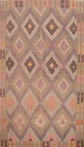 Add Warmth with a Rustic Diamond Patterned Kilim Area Rug 6x10