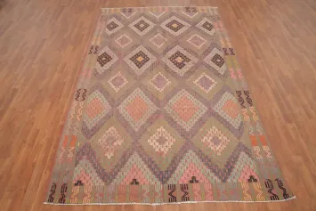 Add Warmth with a Rustic Diamond Patterned Kilim Area Rug 6x10