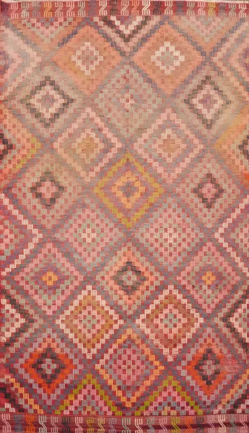 Geometric Kilim Vegetable Dye Area Rug 6x9