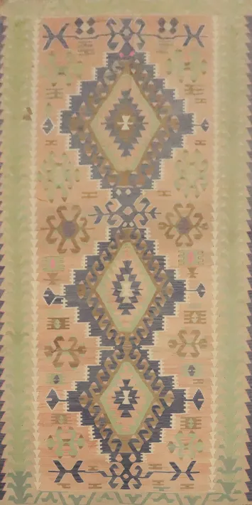 Vegetable Dye Kilim Geometric Area Rug 5x11