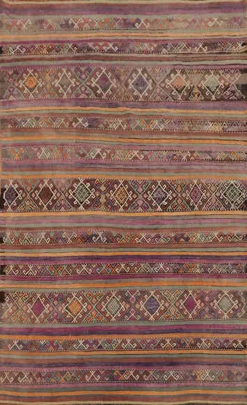 Vegetable Dye Kilim Geometric Area Rug 6x9