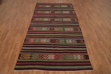 Vegetable Dye Kilim Striped Wool Area Rug 6x10