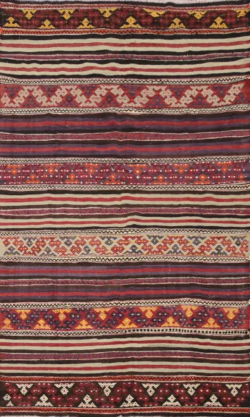 Vegetable Dye Kilim Turkish Area Rug 5x9