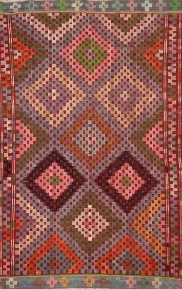 Vegetable Dye Kilim Geometric Area Rug 6x9
