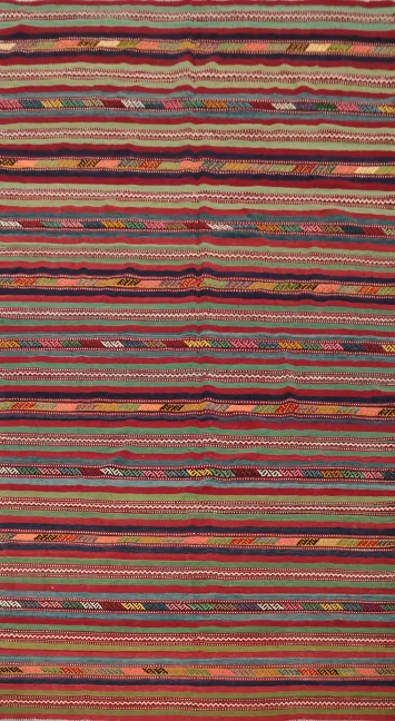 Vibrant Kilim Area Rug 6x10 with Bold Geometric Stripes Effect