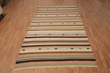 Striped Kilim Area Rug 6x10 with Warm Hues Perfect for Cozy Spaces