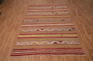 Vegetable Dye Kilim Turkish Area Rug 6x9