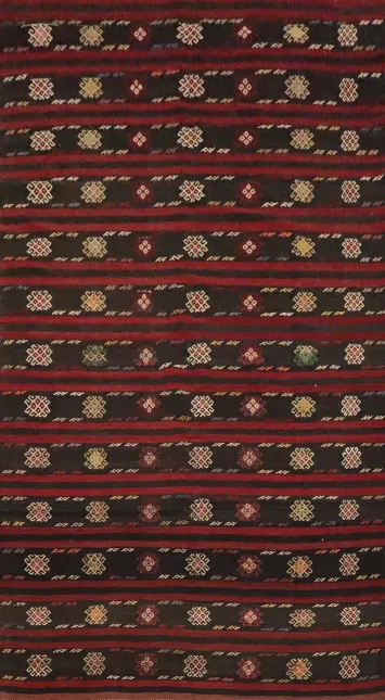 Vegetable Dye Kilim Striped Wool Area Rug 6x10