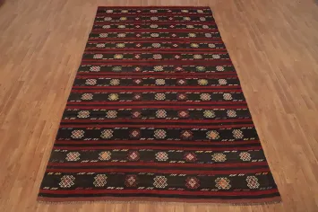 Vegetable Dye Kilim Striped Wool Area Rug 6x10