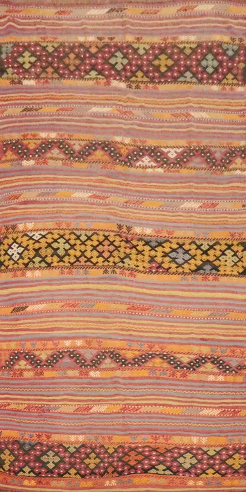 Vegetable Dye Kilim Geometric Area Rug 6x11