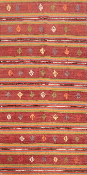 Vegetable Dye Kilim Geometric Wool Area Rug 6x10