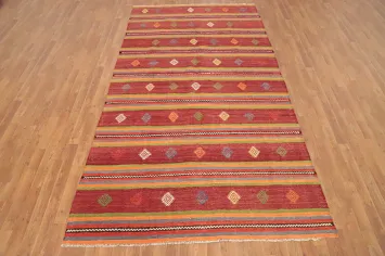 Vegetable Dye Kilim Geometric Wool Area Rug 6x10
