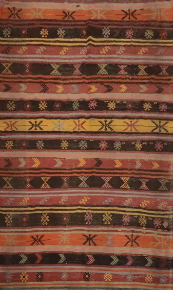 Vegetable Dye Kilim Turkish Area Rug 6x9