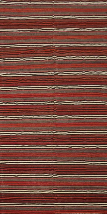 Vibrant Stripes Handwoven Wool Kilim Area Rug 5x11