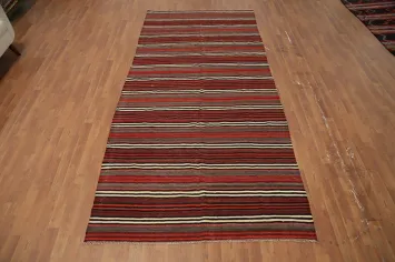 Vibrant Stripes Handwoven Wool Kilim Area Rug 5x11