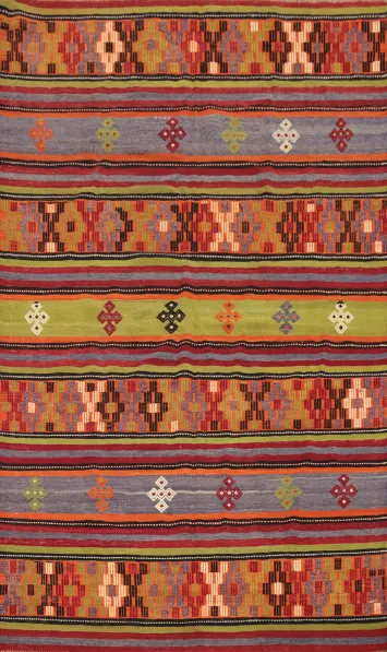 Colorful Kilim Area Rug 5x9 with Ethnic Designs for Living Spaces