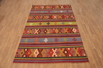 Colorful Kilim Area Rug 5x9 with Ethnic Designs for Living Spaces