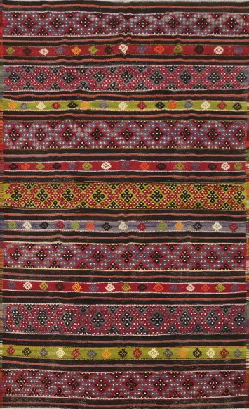 Stunning Artisan Kilim Area Rug 6x10 with Striking Flashes of Color