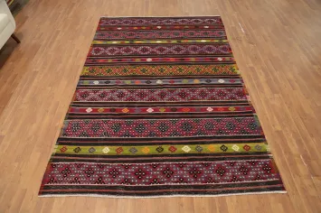 Stunning Artisan Kilim Area Rug 6x10 with Striking Flashes of Color