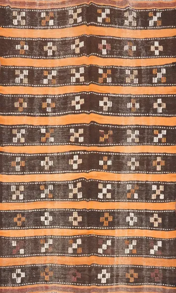 Ethnic-Inspired Kilim Area Rug 6x8 with Geometric Motifs and Stripes