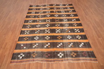 Ethnic-Inspired Kilim Area Rug 6x8 with Geometric Motifs and Stripes