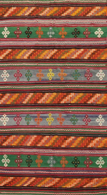 Vibrant Multicolored Tribal Kilim Area Rug 5x9 for Home Decor