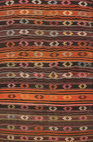 Colorful Tribal Kilim Area Rug 7x9 with Eye-Catching Design