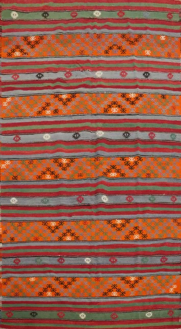 Vibrant Handwoven Kilim Area Rug 6x10 with Geometric Patterns