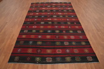 Handcrafted Geometric Striped Kilim Area Rug 6x10