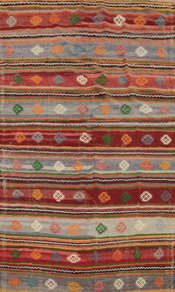 Multicolor Striped Kilim Area Rug 5x8 for Eclectic Interiors