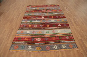 Multicolor Striped Kilim Area Rug 5x8 for Eclectic Interiors