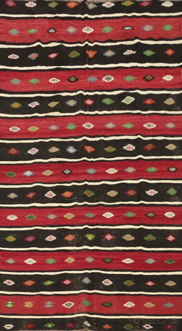 Vibrant Striped Kilim Area Rug 6x10 with Colorful Geometric Patterns