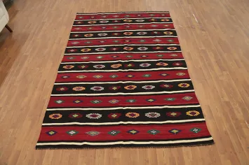 Vibrant Striped Kilim Area Rug 6x9 with Bold Colors and Patterns